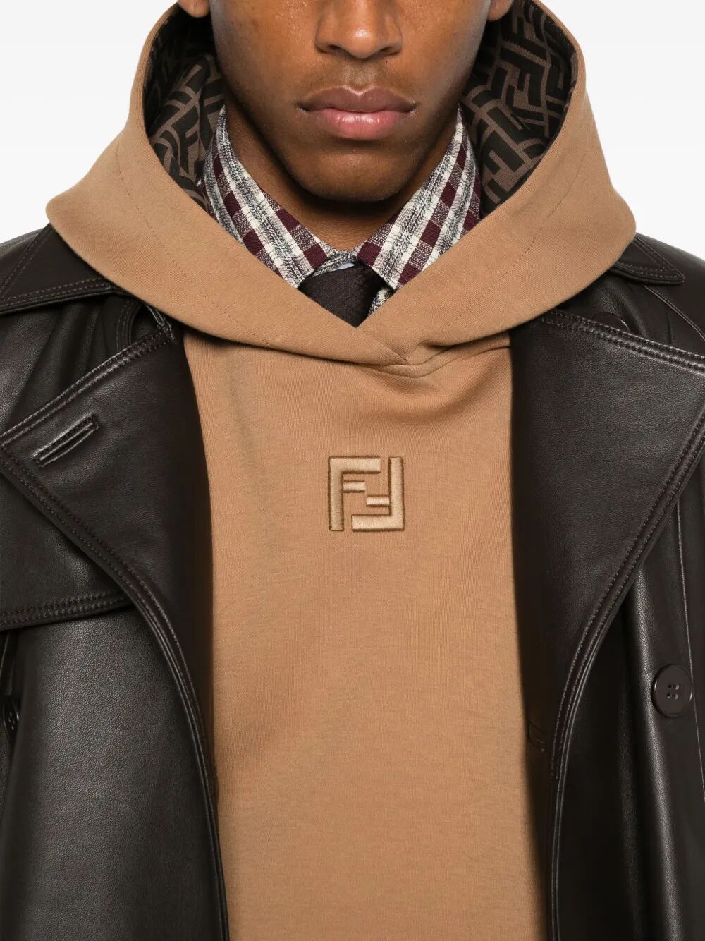 FENDI Cotton Hoodie with FF Lining for Men - FW25 Collection