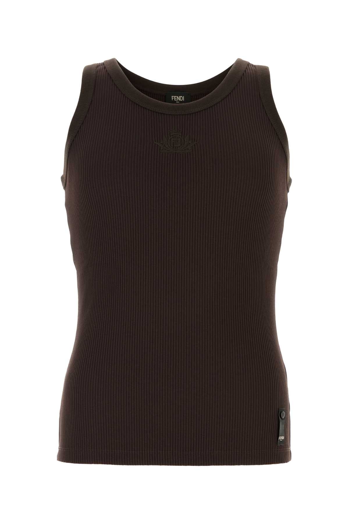 FENDI Stretch Nylon Tank Top with Ribbed J FF Club Crest