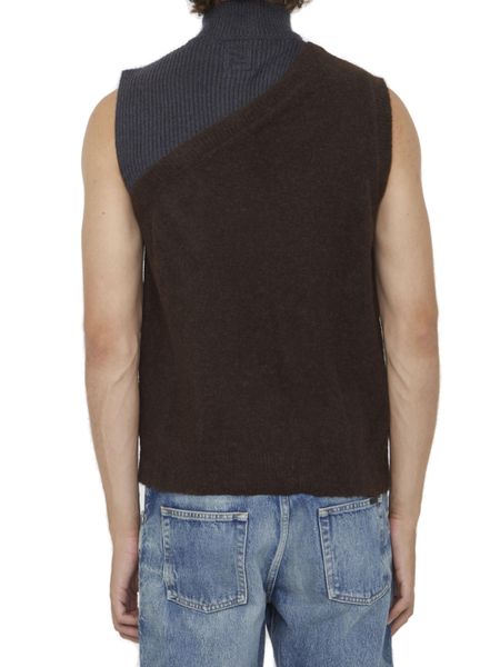 FENDI Two-Tone Stretch Wool Blend Vest for Men