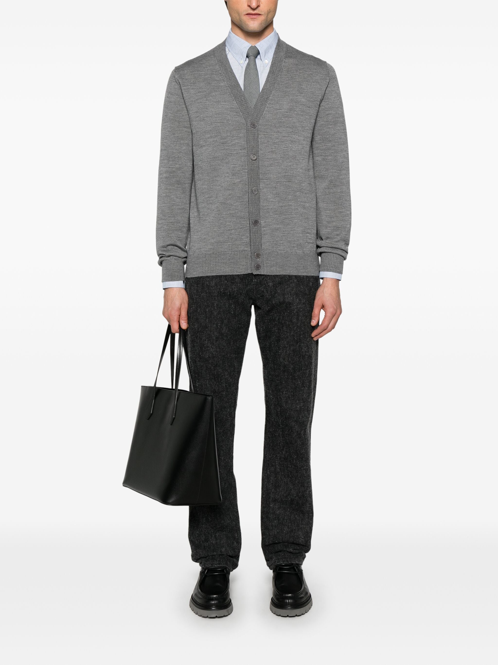 FENDI V-Neck Wool Cardigan for Men - FW25 Collection