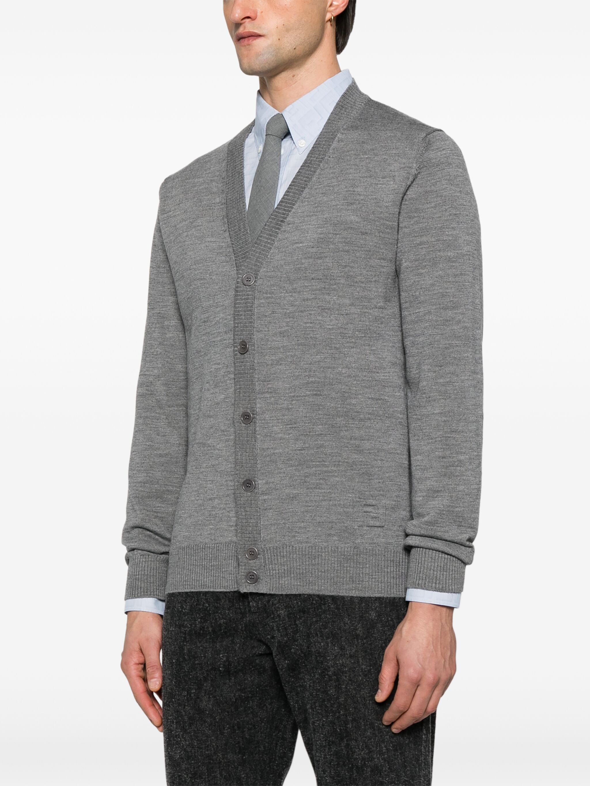 FENDI V-Neck Wool Cardigan for Men - FW25 Collection