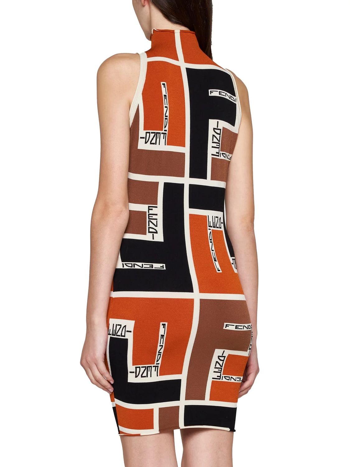 FENDI Chic High Neck Sleeveless Mini Dress