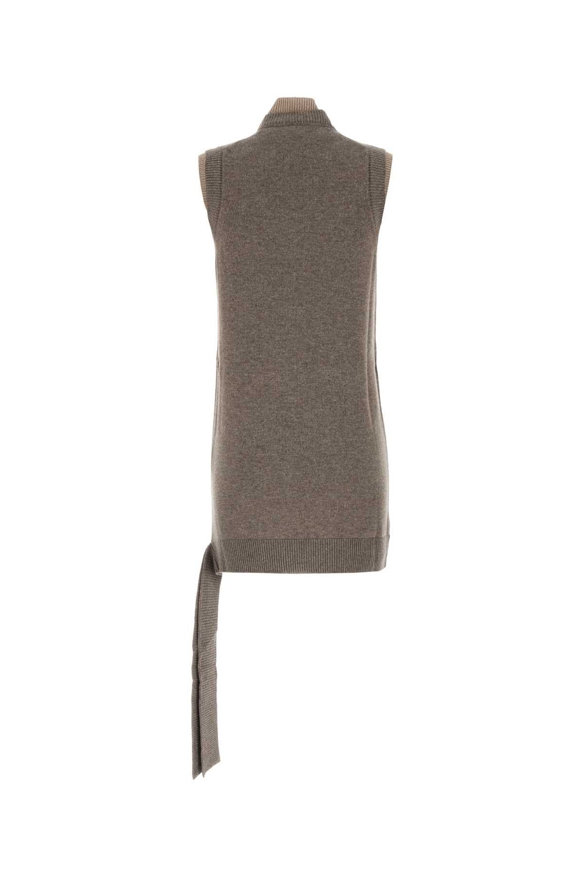 FENDI Wool Blend Mini Dress with Logo Knit Sleeveless Vest