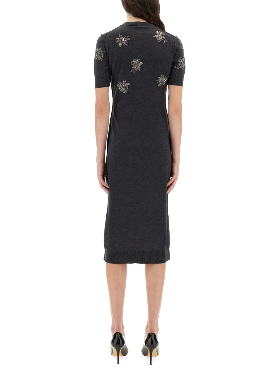 FENDI Slim Fit Embroidered Wool Dress - Size 40
