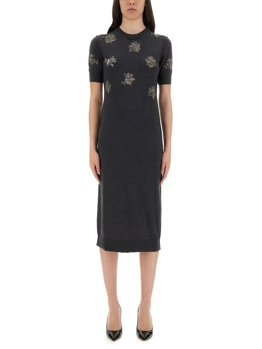 FENDI Slim Fit Embroidered Wool Dress - Size 40