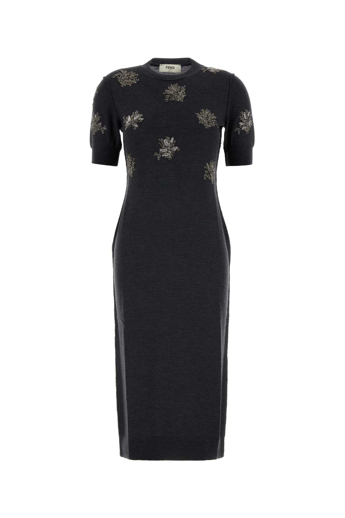 FENDI MIDI Knit Sequined Flower Dress