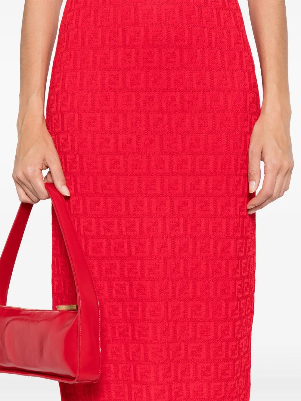 FENDI Round-Neck Midi Dress in Cotton and Viscose
