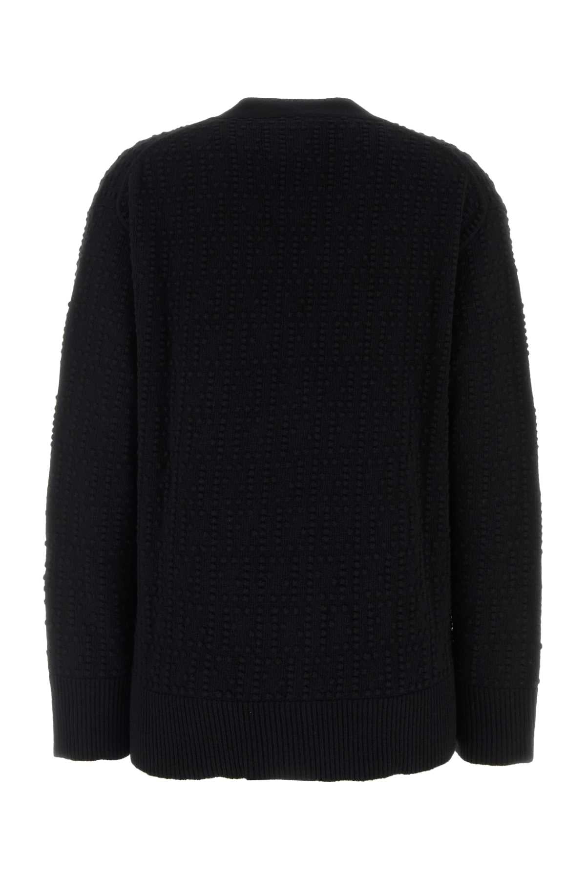 FENDI Wool Blend Cardigan with Pom Pom Detail