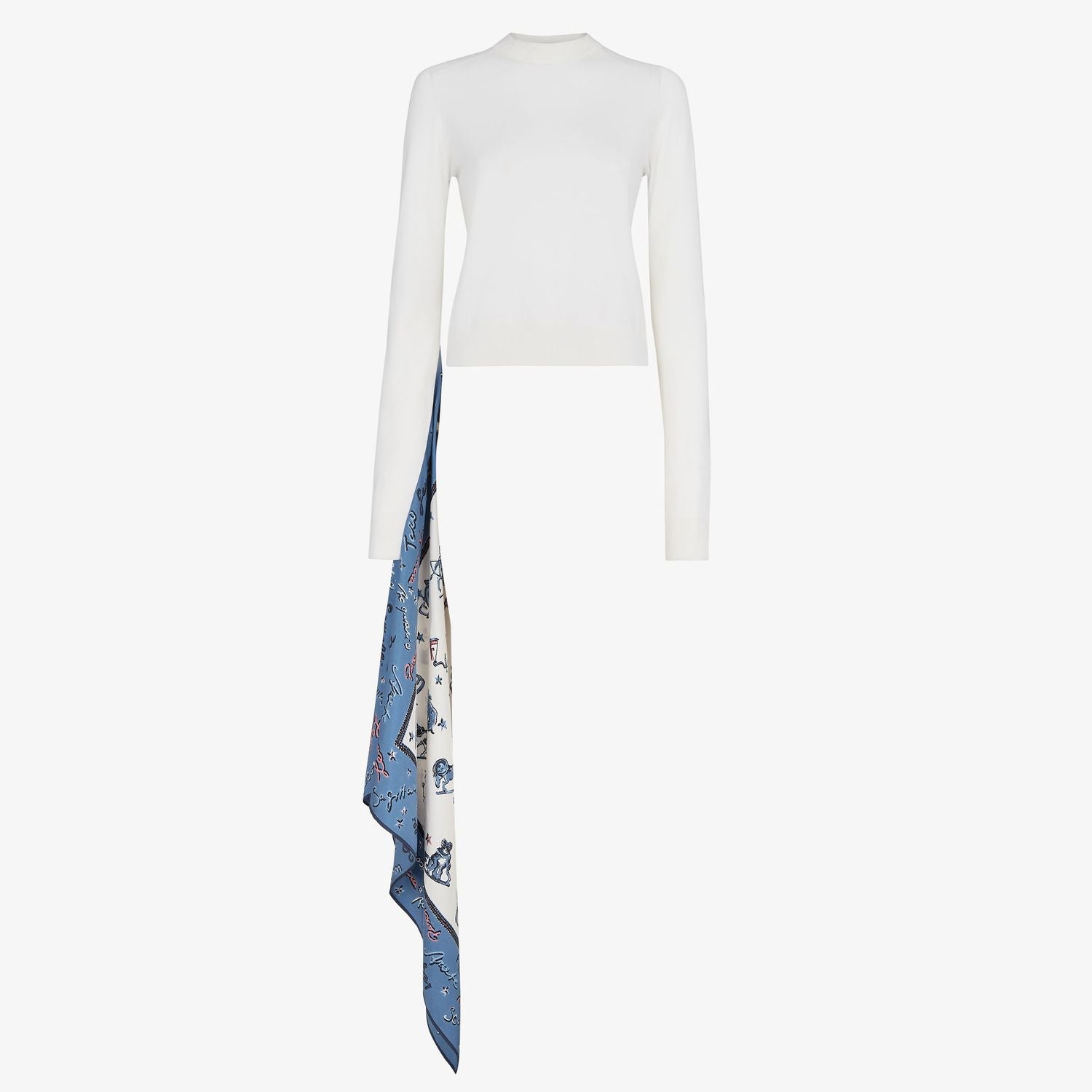 FENDI Wool Knit Pullover with Scarf Detail