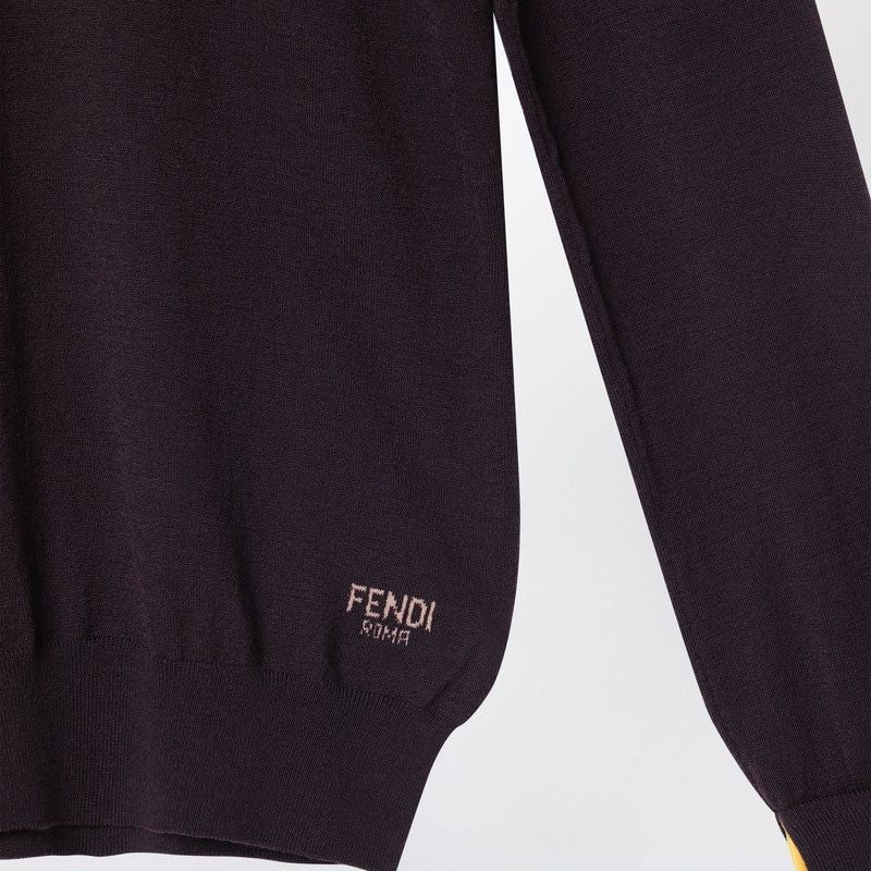 FENDI Wool Turtleneck Sweater with Bustier-Style Waist Detail