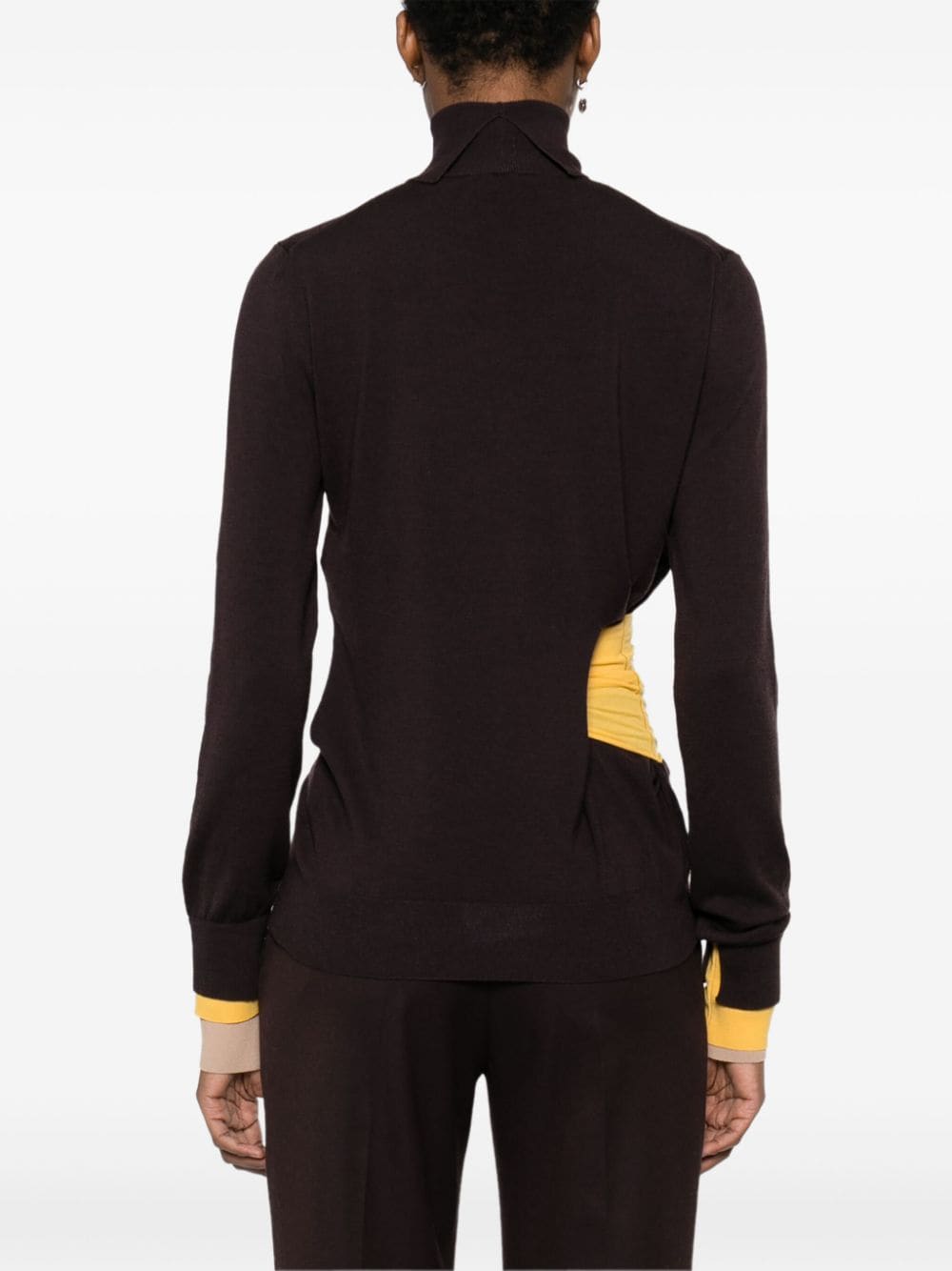 FENDI Wool Turtle-Neck Sweater with Contrast Panel - Women’s