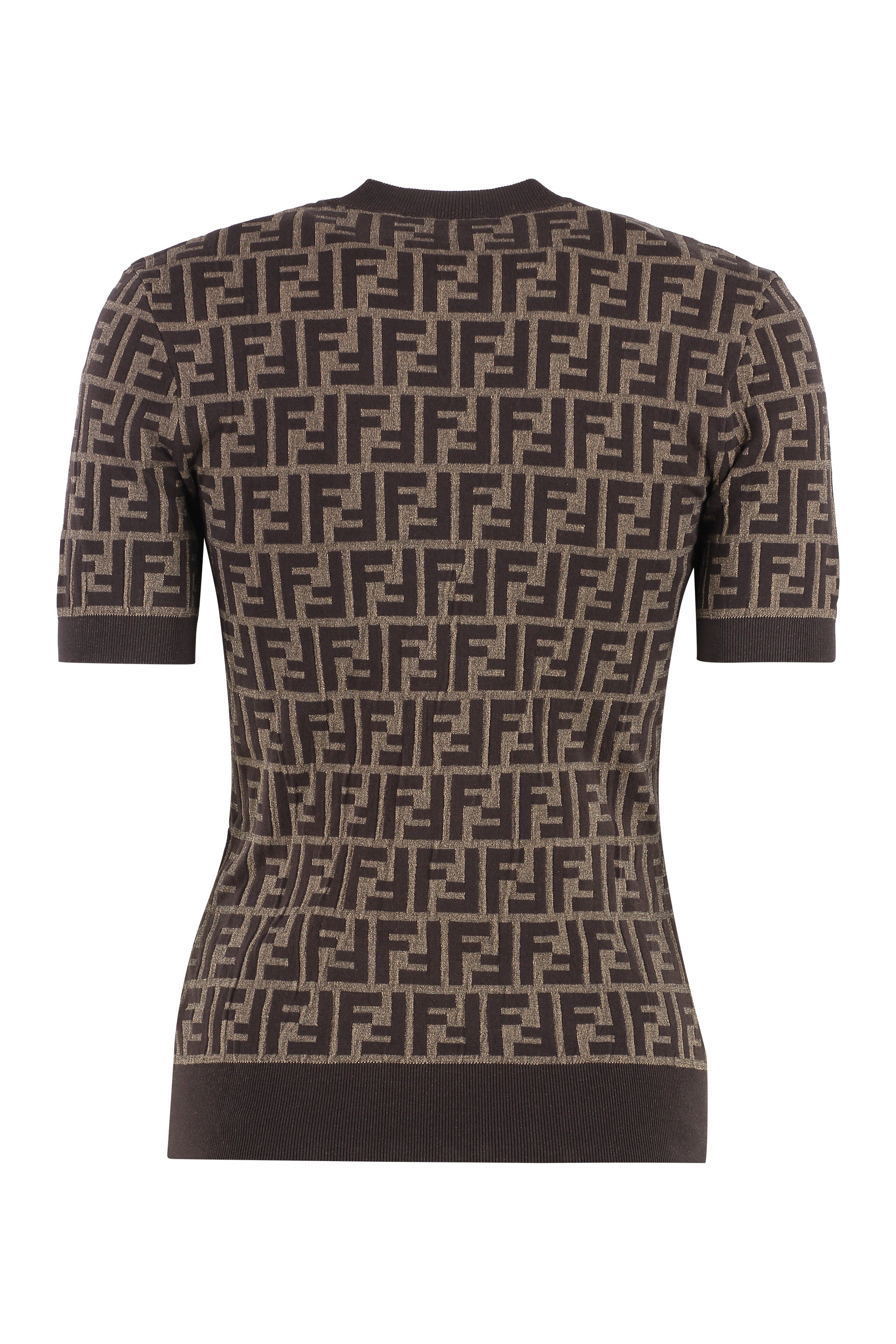 FENDI Short Sleeve Jacquard Knit Sweater for Women