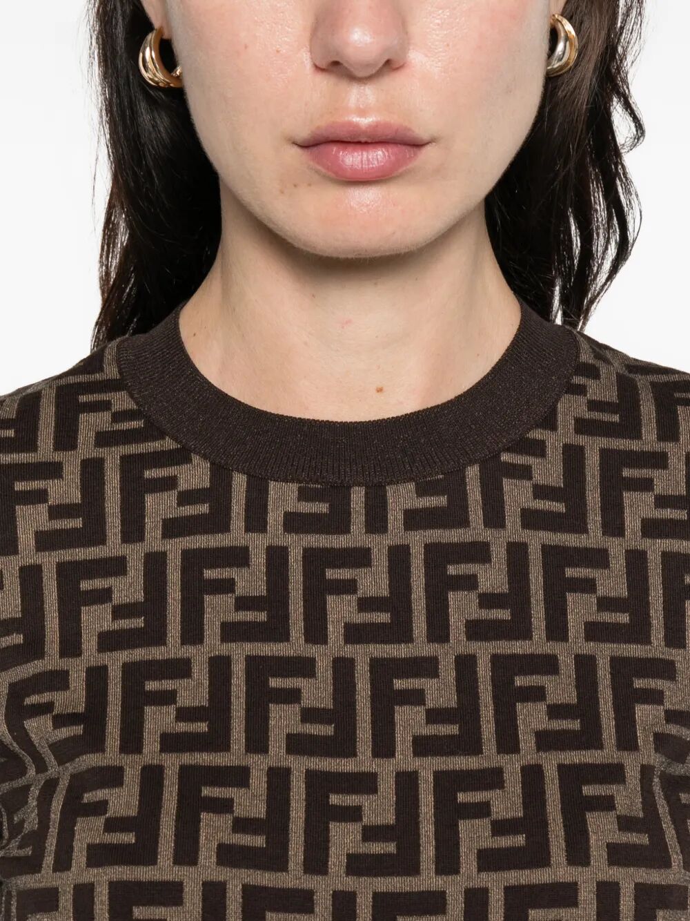 FENDI FF Jacquard Cotton Pullover for Women - SS26