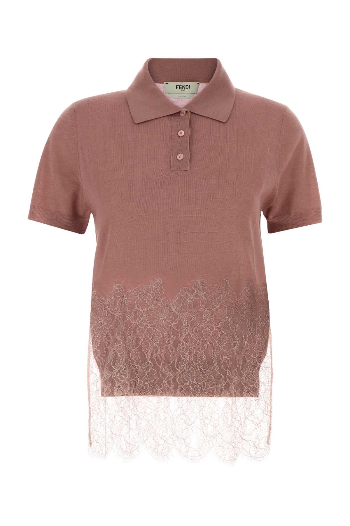 FENDI Antiqued Cashmere Blend Polo Shirt