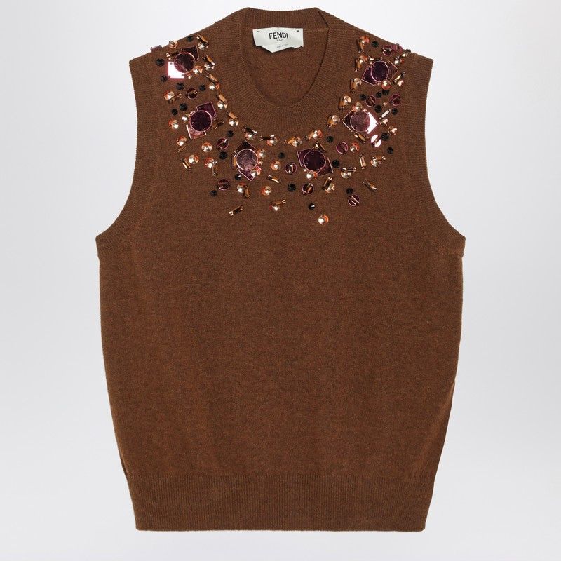 FENDI Women's Regular Fit Crew Neck Gilet