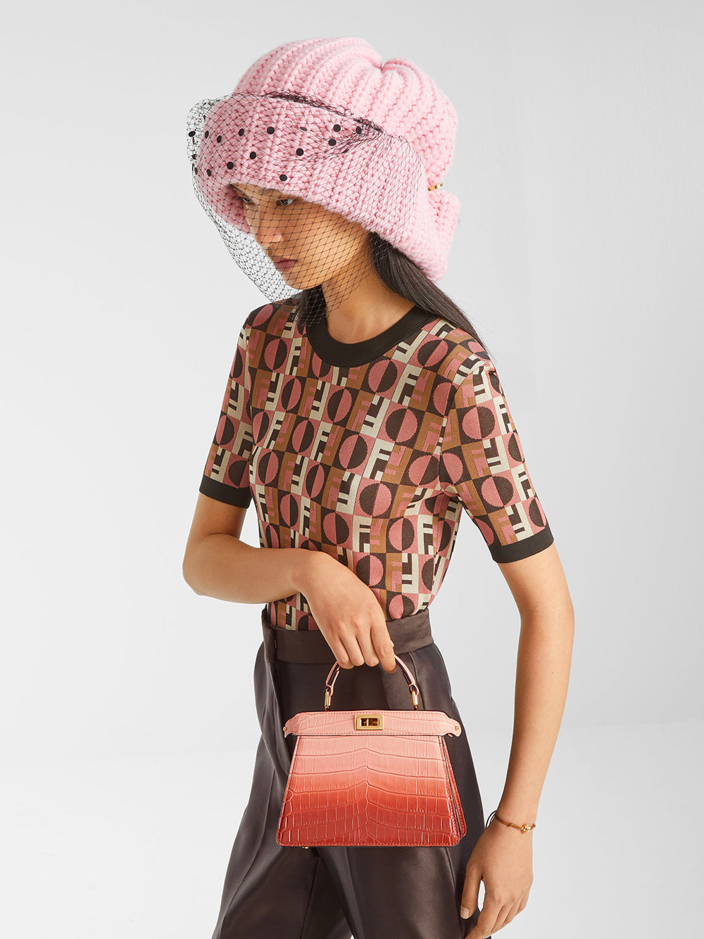 FENDI Embroidered Stretch Viscose Blend Sweater