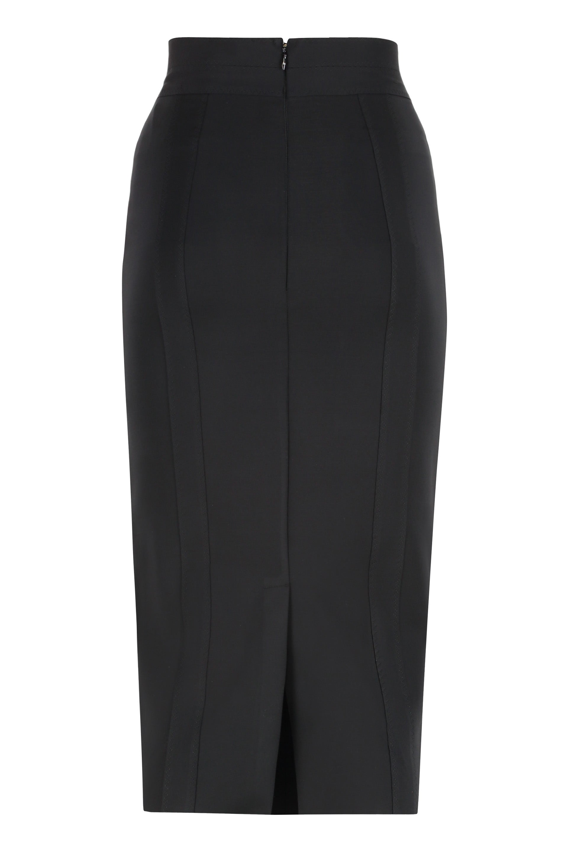 ELISABETTA FRANCHI High-Waisted Midi Skirt with Jewel Logo