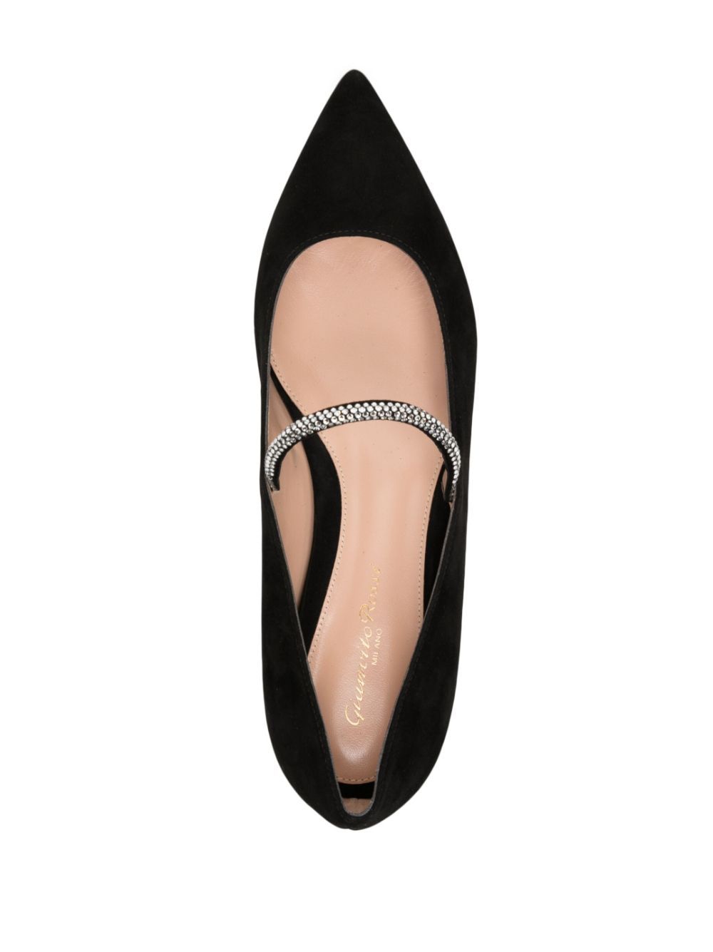 GIANVITO ROSSI Elegant Pointed Toe Ballerinas with Rhinestone Straps - 5mm Heel