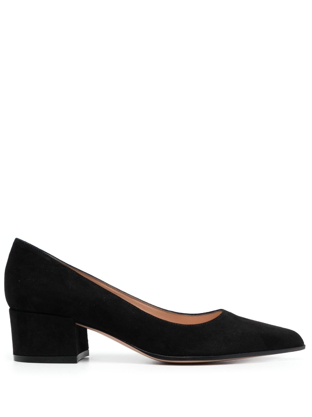 GIANVITO ROSSI Classic Suede Leather Pumps with Block Heel - 45mm