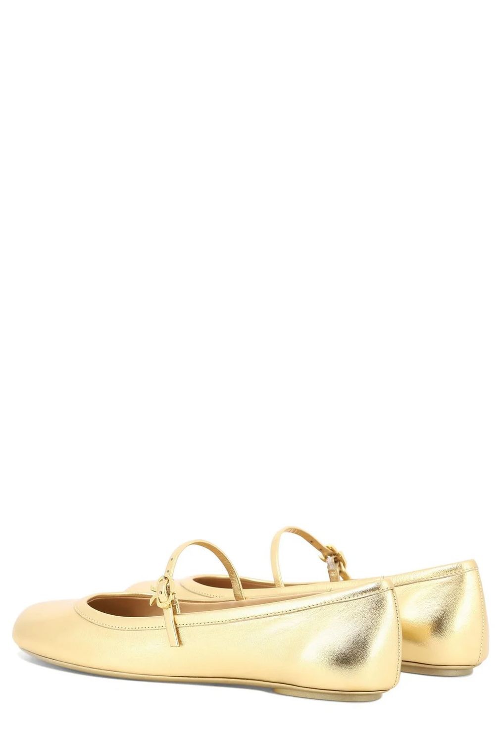 GIANVITO ROSSI Women's Mini Round-Toe Ballerina Flats with Iconic Buckle