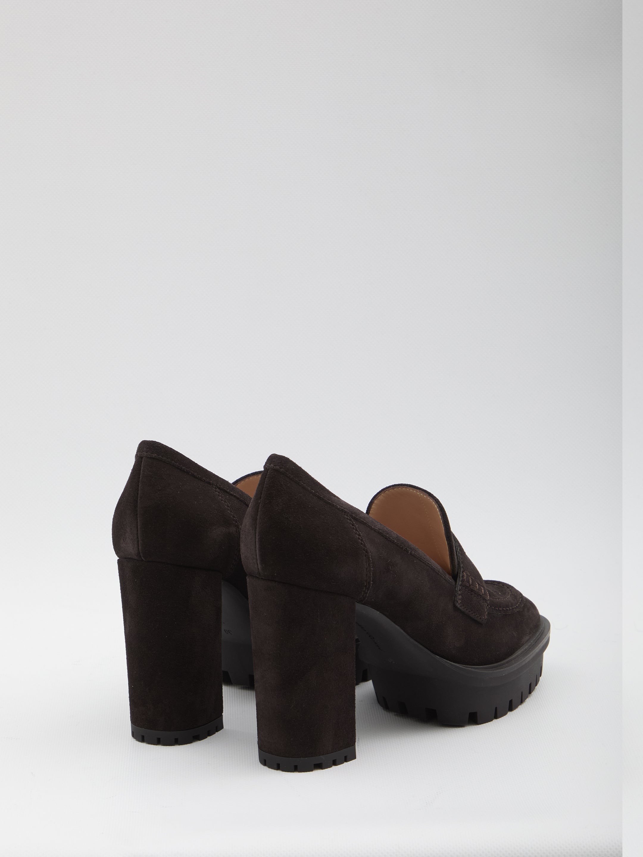 GIANVITO ROSSI Round Toe Penny Loafer with Platform - 10.5 cm Heel Height