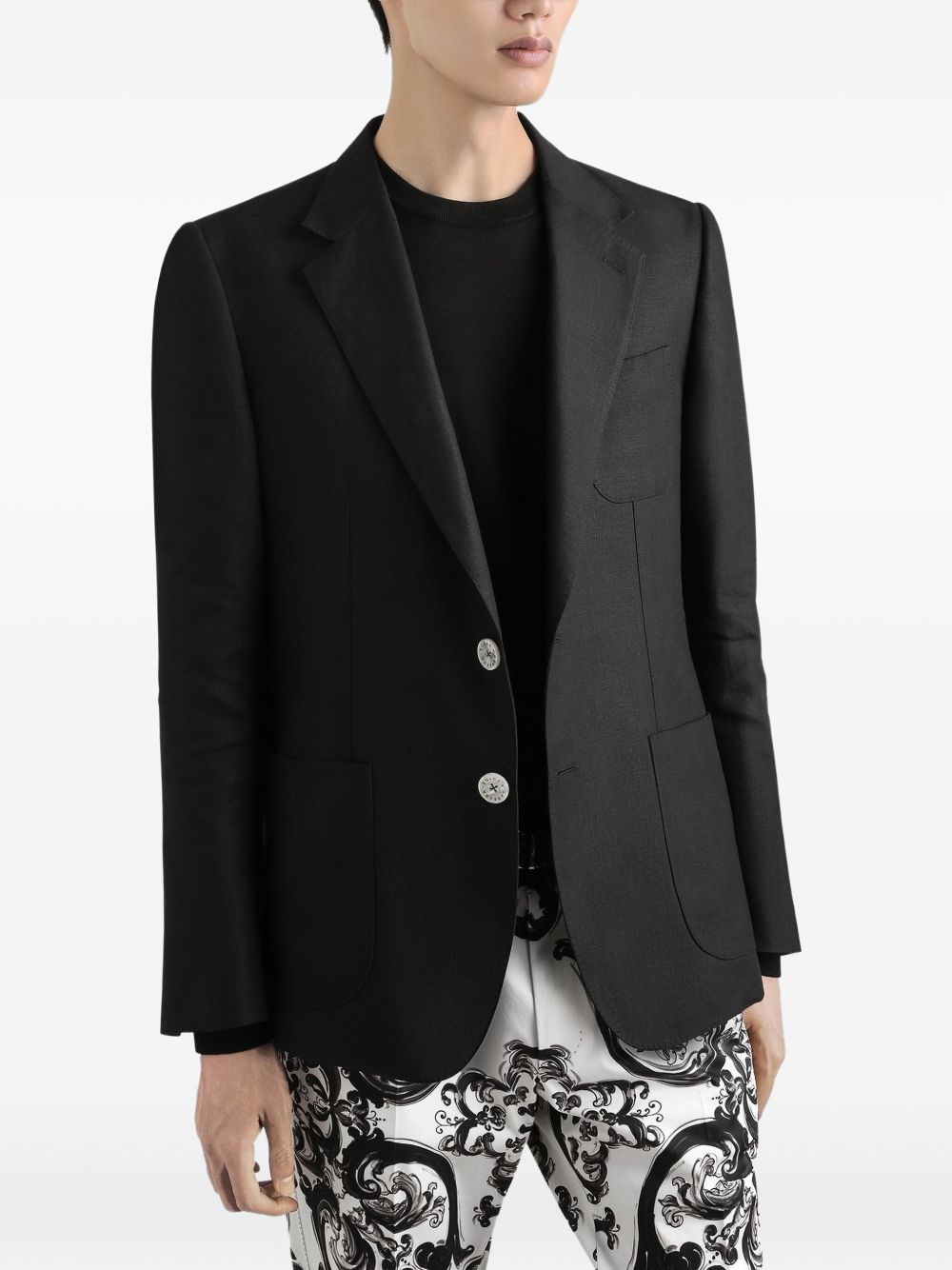 DOLCE & GABBANA Single-Breasted Linen Jacket - Size 48