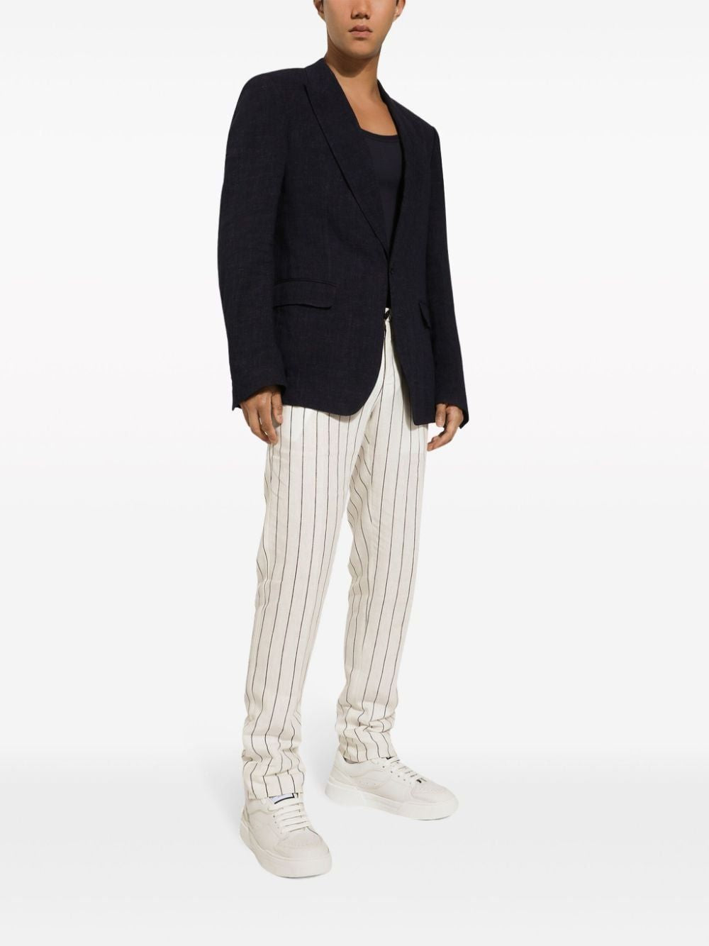 DOLCE & GABBANA Cotton-Linen Blazer with Peak Lapels - SS24