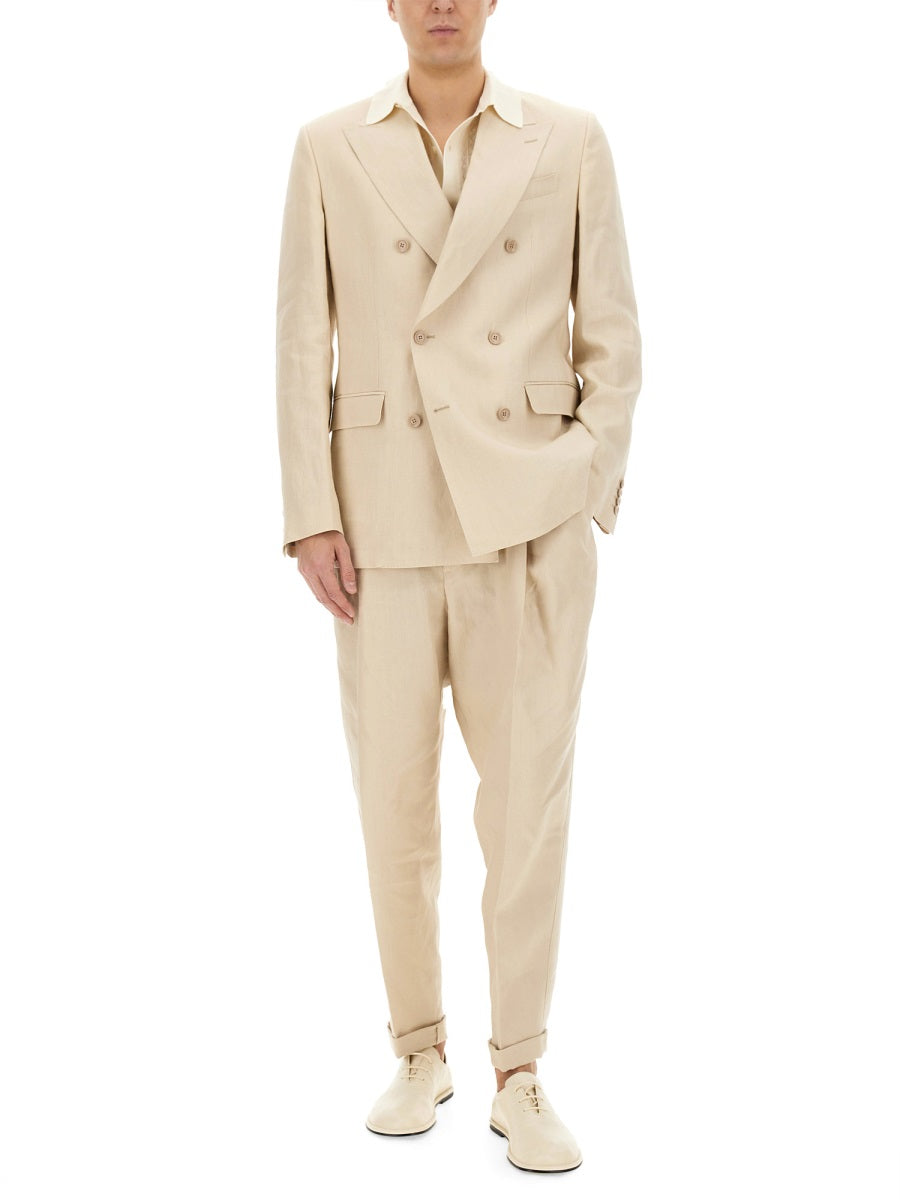 DOLCE & GABBANA Men's Double-Breasted Linen Jacket - Size 50