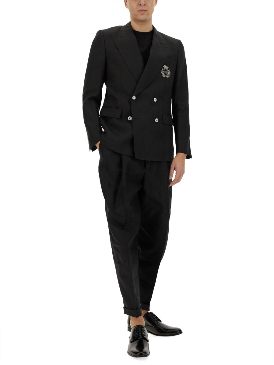 DOLCE & GABBANA Double-Breasted Linen Jacket - Size 50