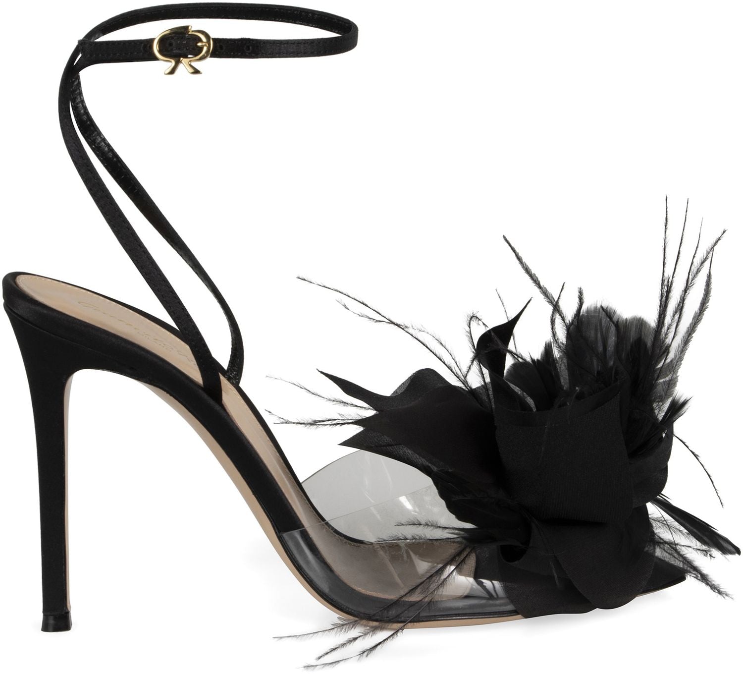 GIANVITO ROSSI Elegant Heeled Sandals with Decorative Feathers