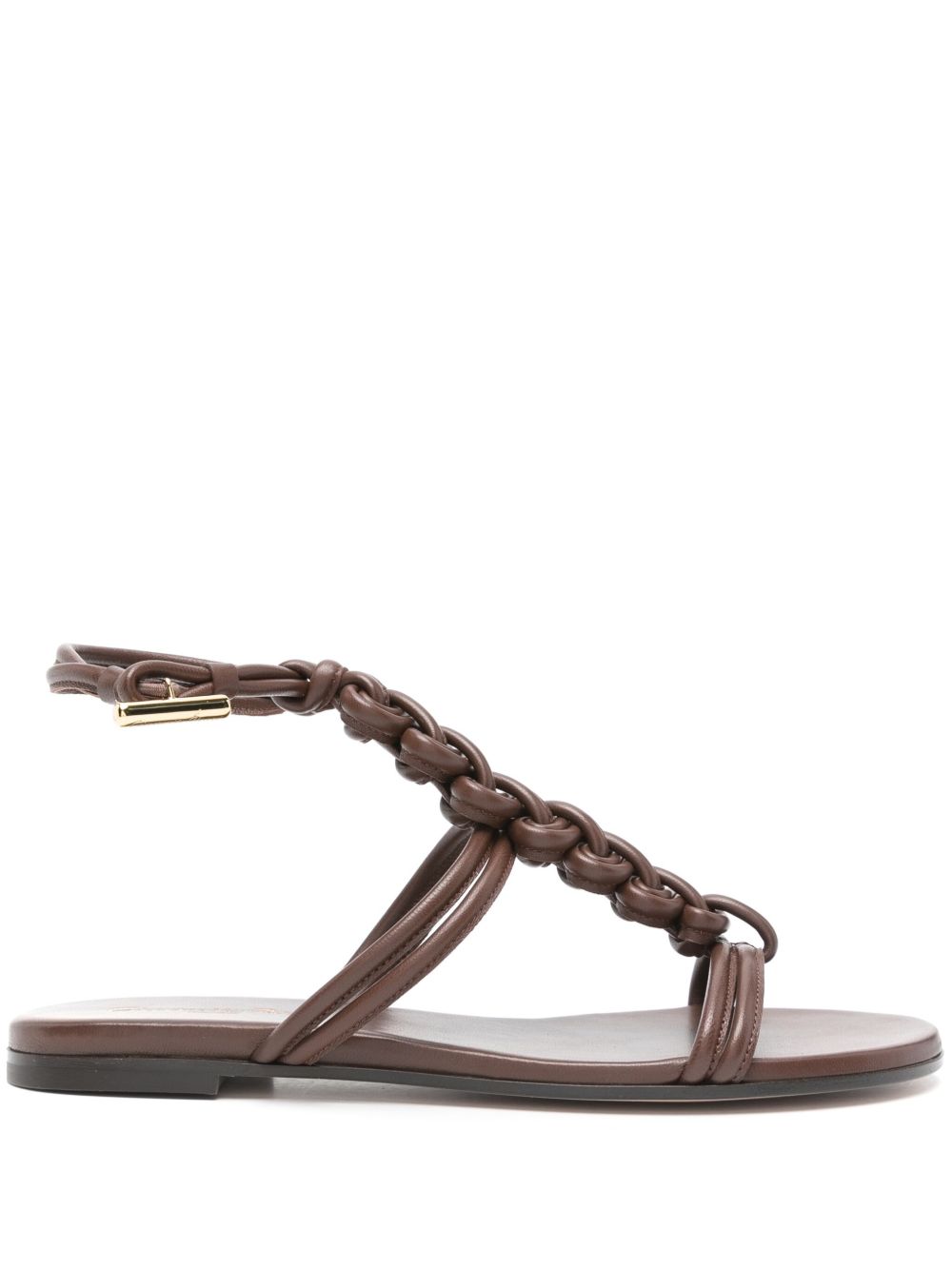 GIANVITO ROSSI Leather T-Bar Sandals with Dust Bag