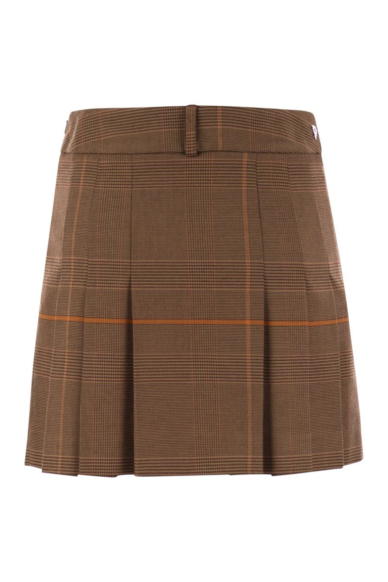 DONDUP Pleated Mini Skirt with Prince of Wales Design