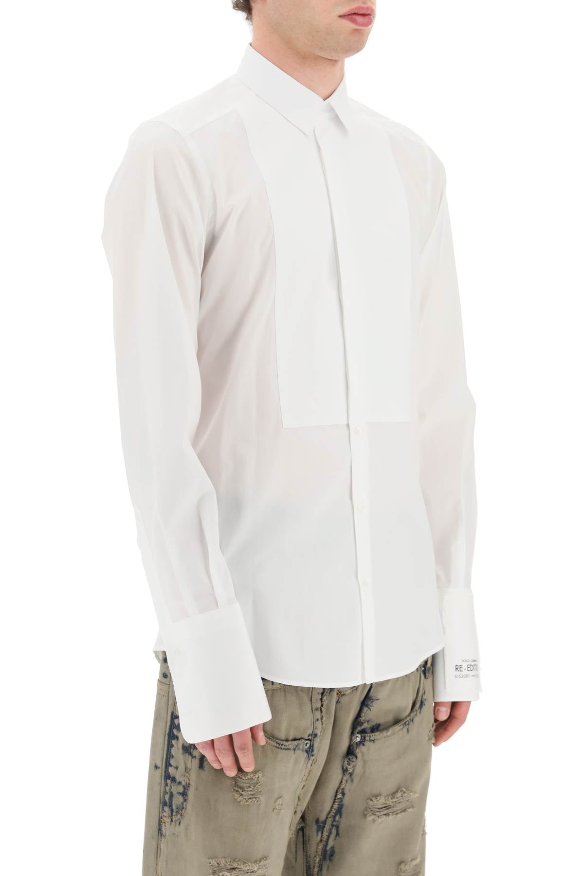 DOLCE & GABBANA Elegant Cotton Poplin Tuxedo Shirt for Men - SS24