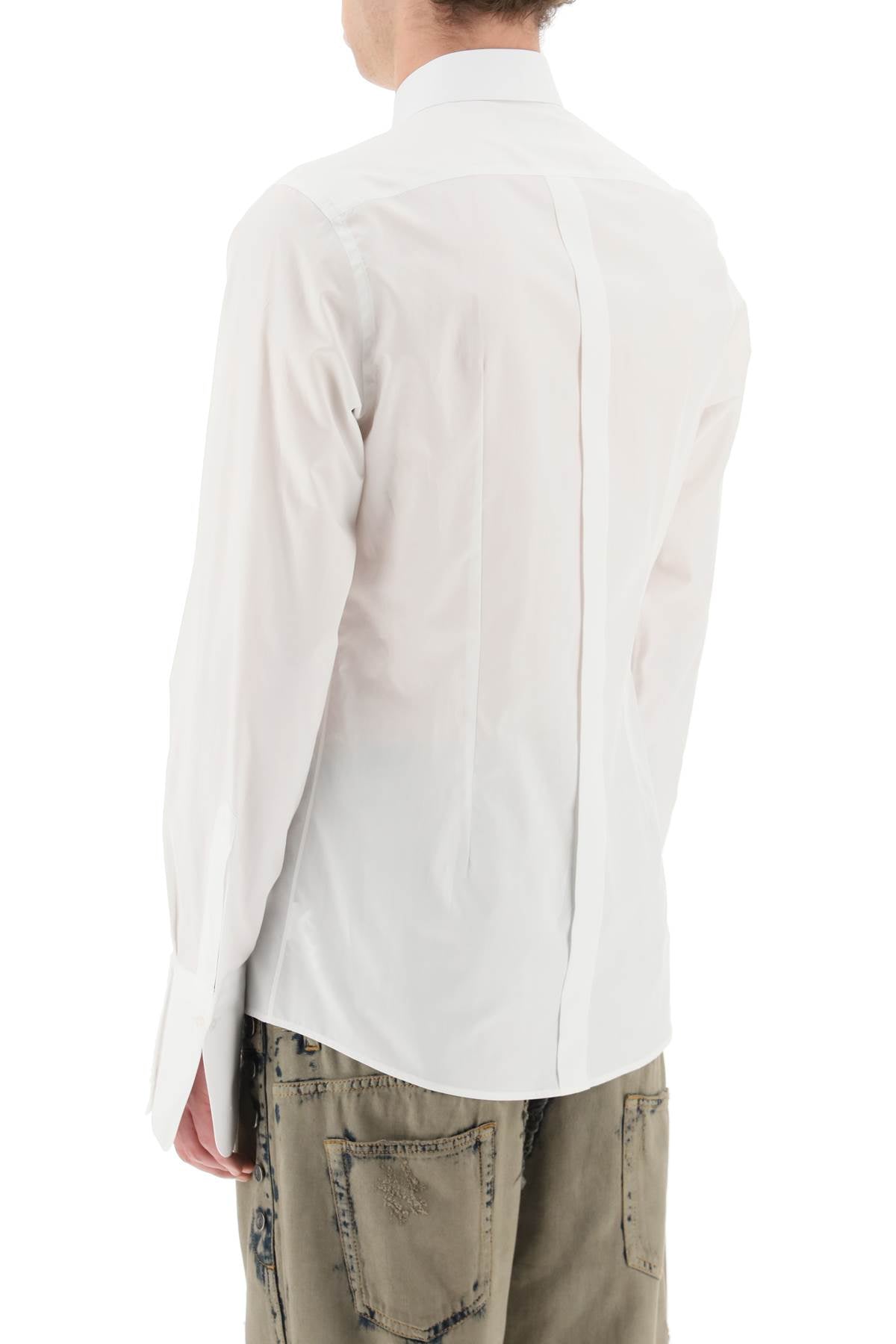 DOLCE & GABBANA Elegant Cotton Poplin Tuxedo Shirt for Men - SS24