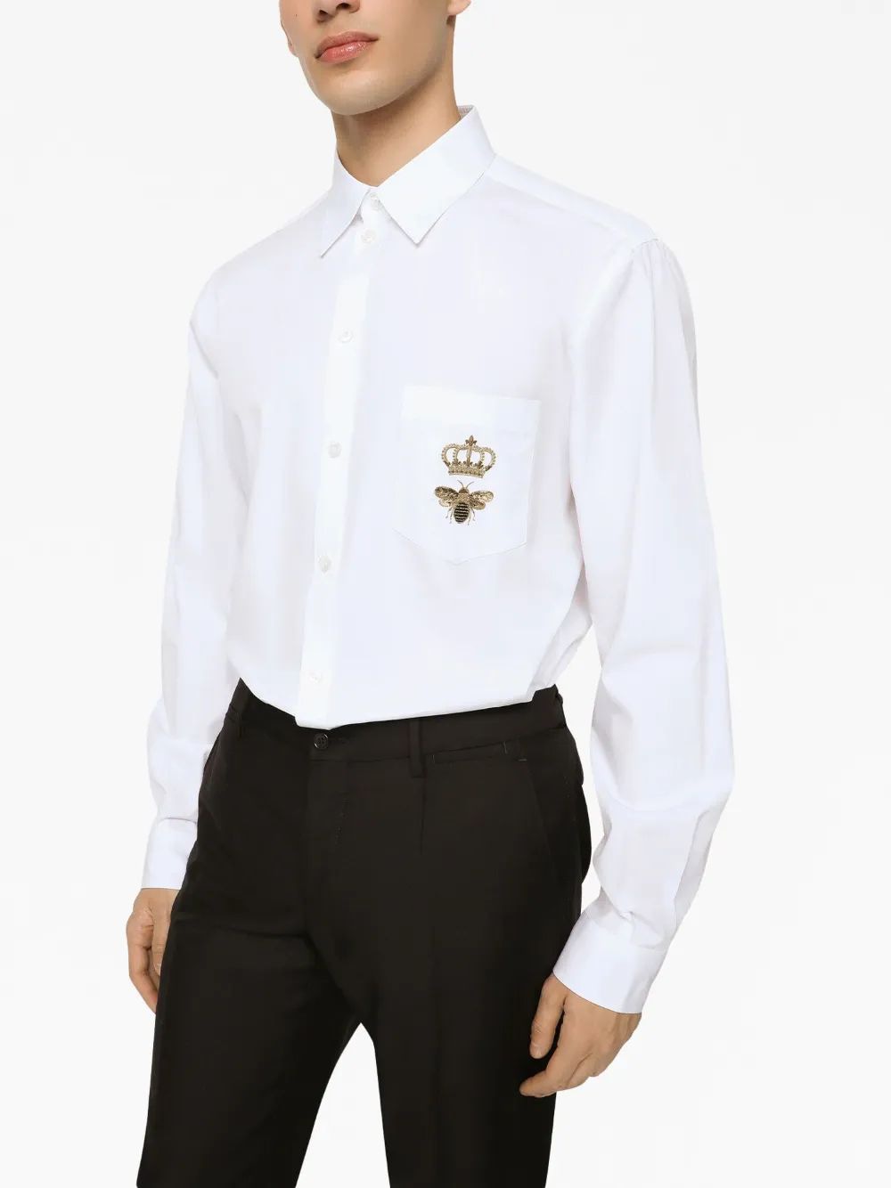 DOLCE & GABBANA Logo Embroidered Cotton Shirt for Men