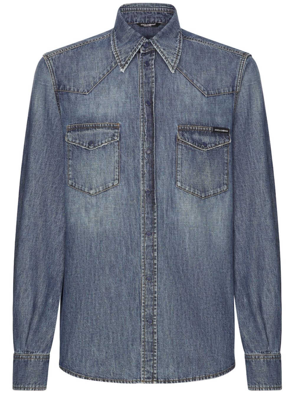 DOLCE & GABBANA Classic Denim Shirt with Buttoned Cuffs