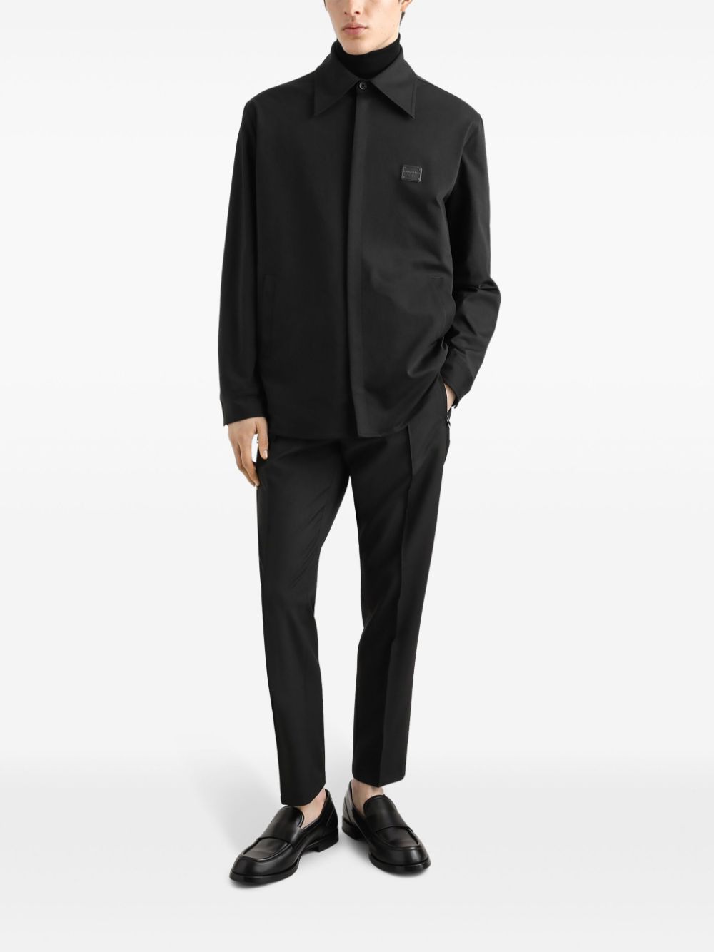 DOLCE & GABBANA Technical Fabric Shirt with Logo Plaque - Size 48