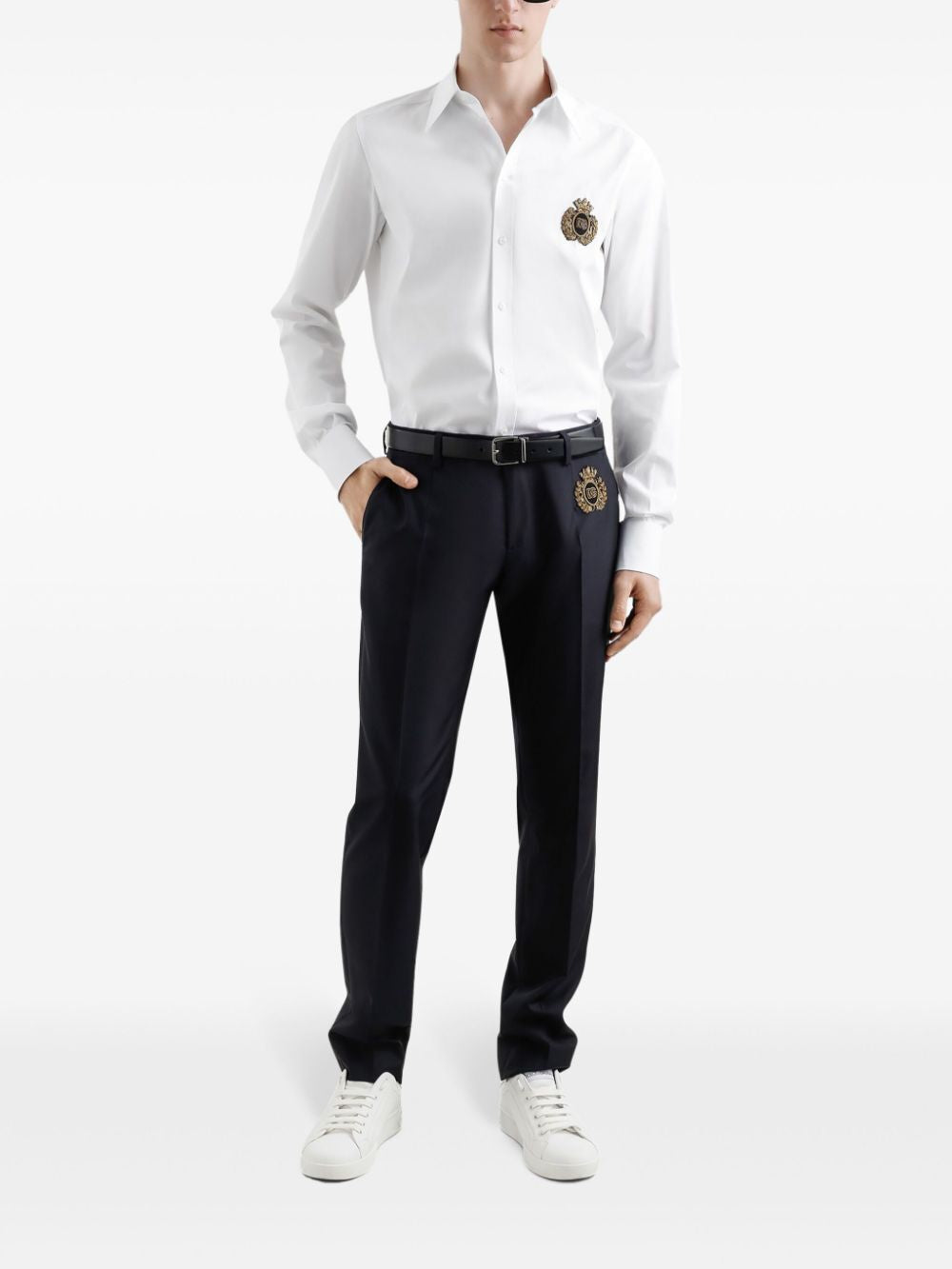 DOLCE & GABBANA Logo Embroidered Cotton Shirt