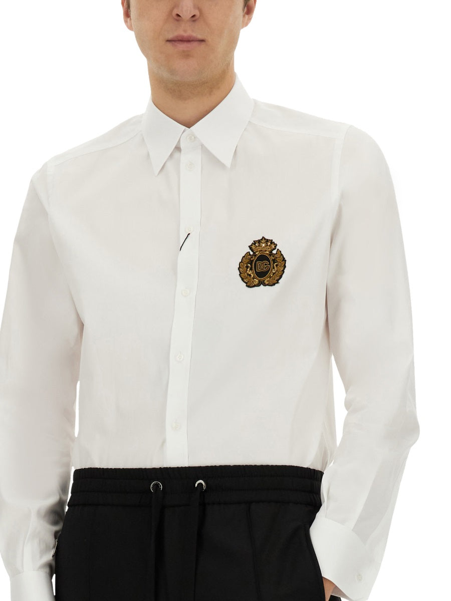 DOLCE & GABBANA Patch Logo Cotton Shirt for Men