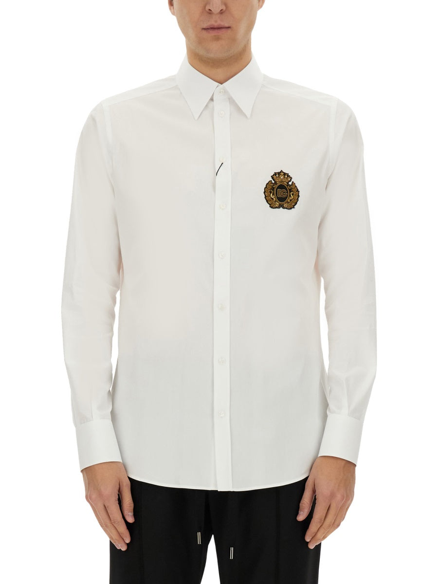 DOLCE & GABBANA Patch Logo Cotton Shirt for Men