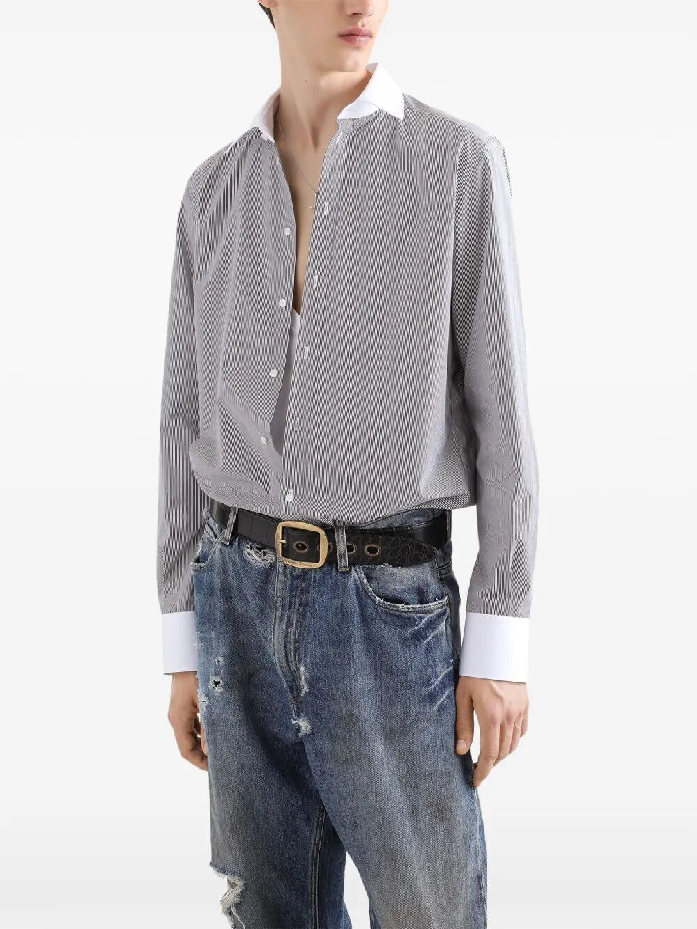 DOLCE & GABBANA Classic Striped Cotton Shirt for Men - SS25 Collection