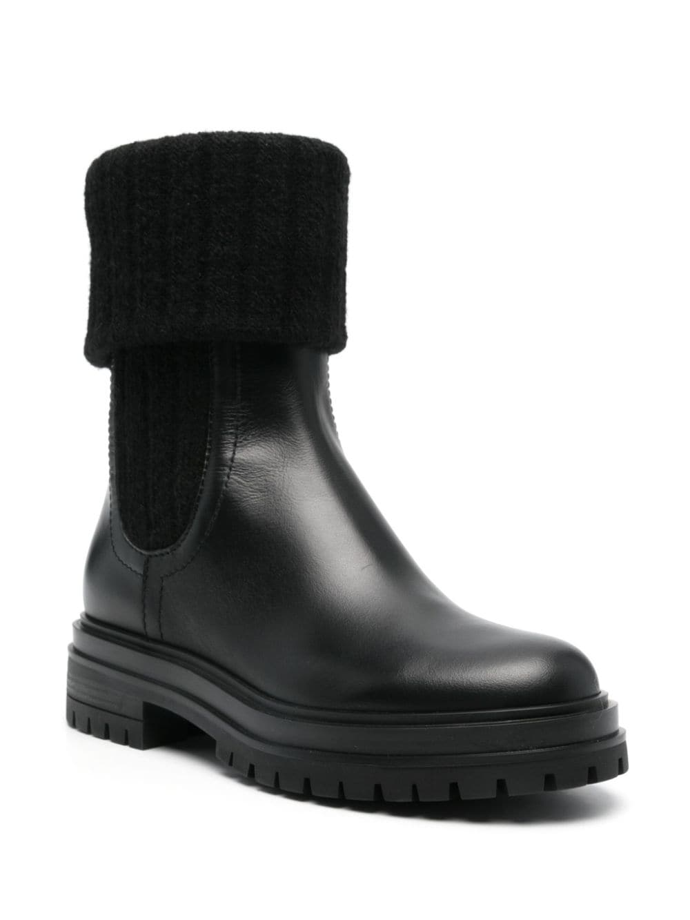 GIANVITO ROSSI Leather Chelsea Boots with Low Block Heel