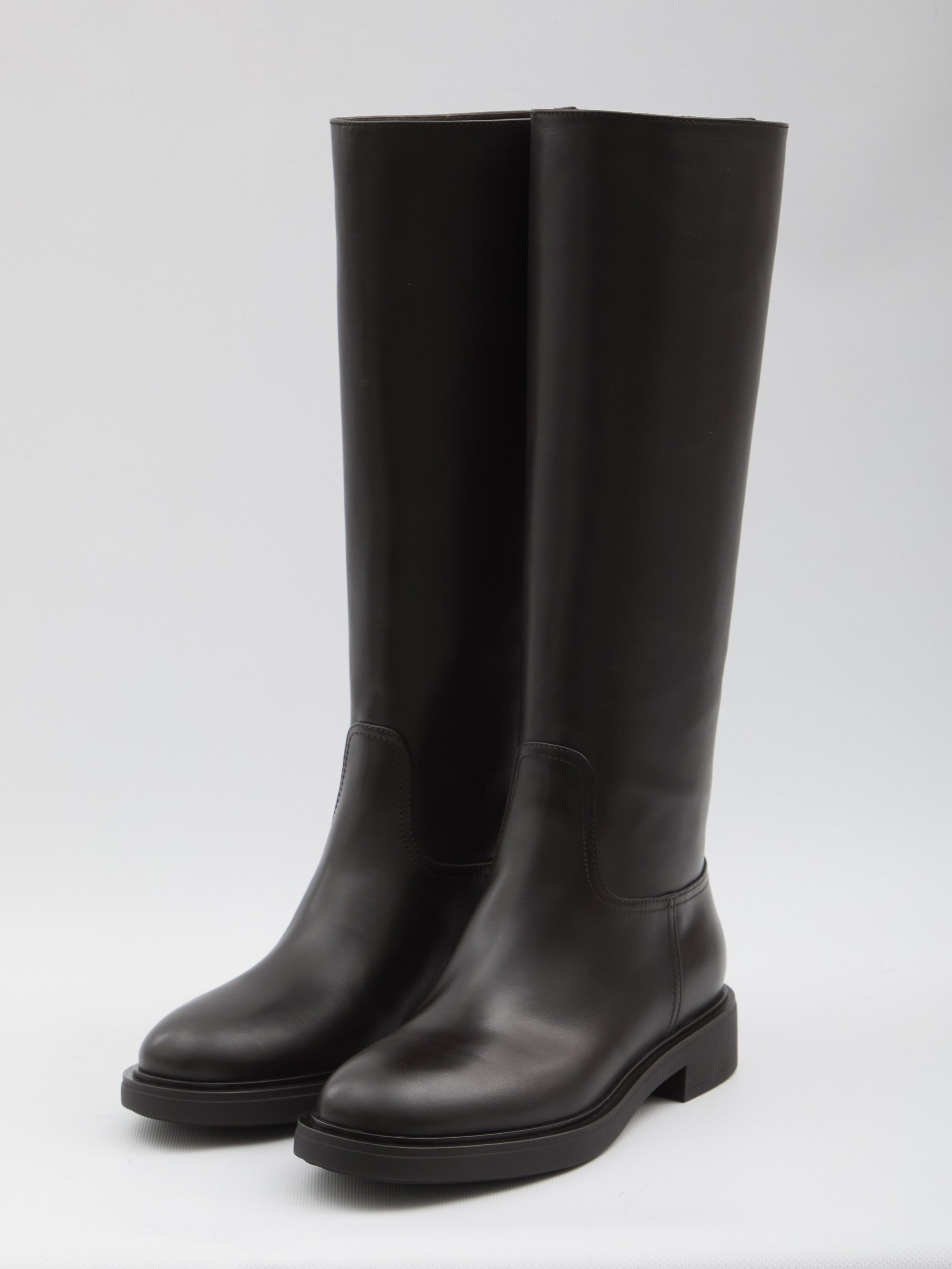 GIANVITO ROSSI Knee-High Leather Boots with Tubular Shape and 2 cm Heel