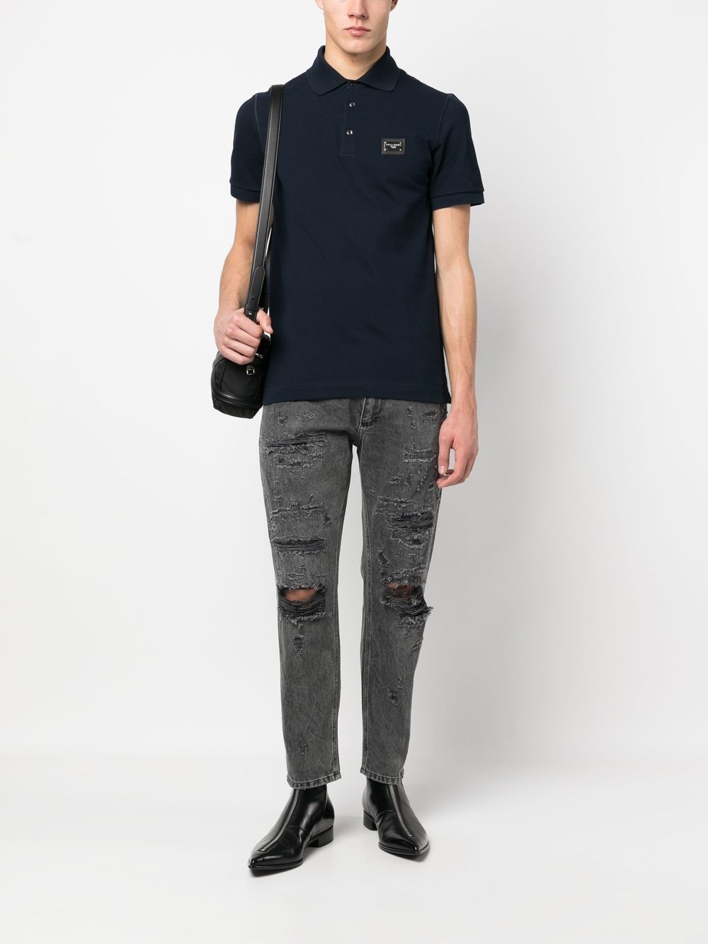 DOLCE & GABBANA Men's Logo Cotton Polo Shirt