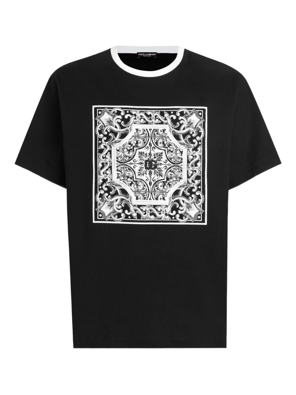 DOLCE & GABBANA Crewneck T-Shirt with Print and Embroidery - Size 48
