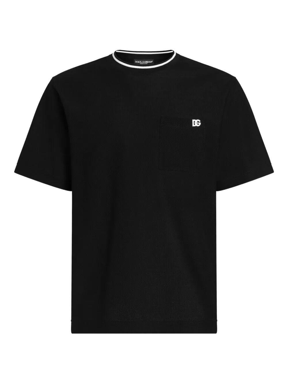 DOLCE & GABBANA Cotton Piqué T-Shirt with Contrasting Collar