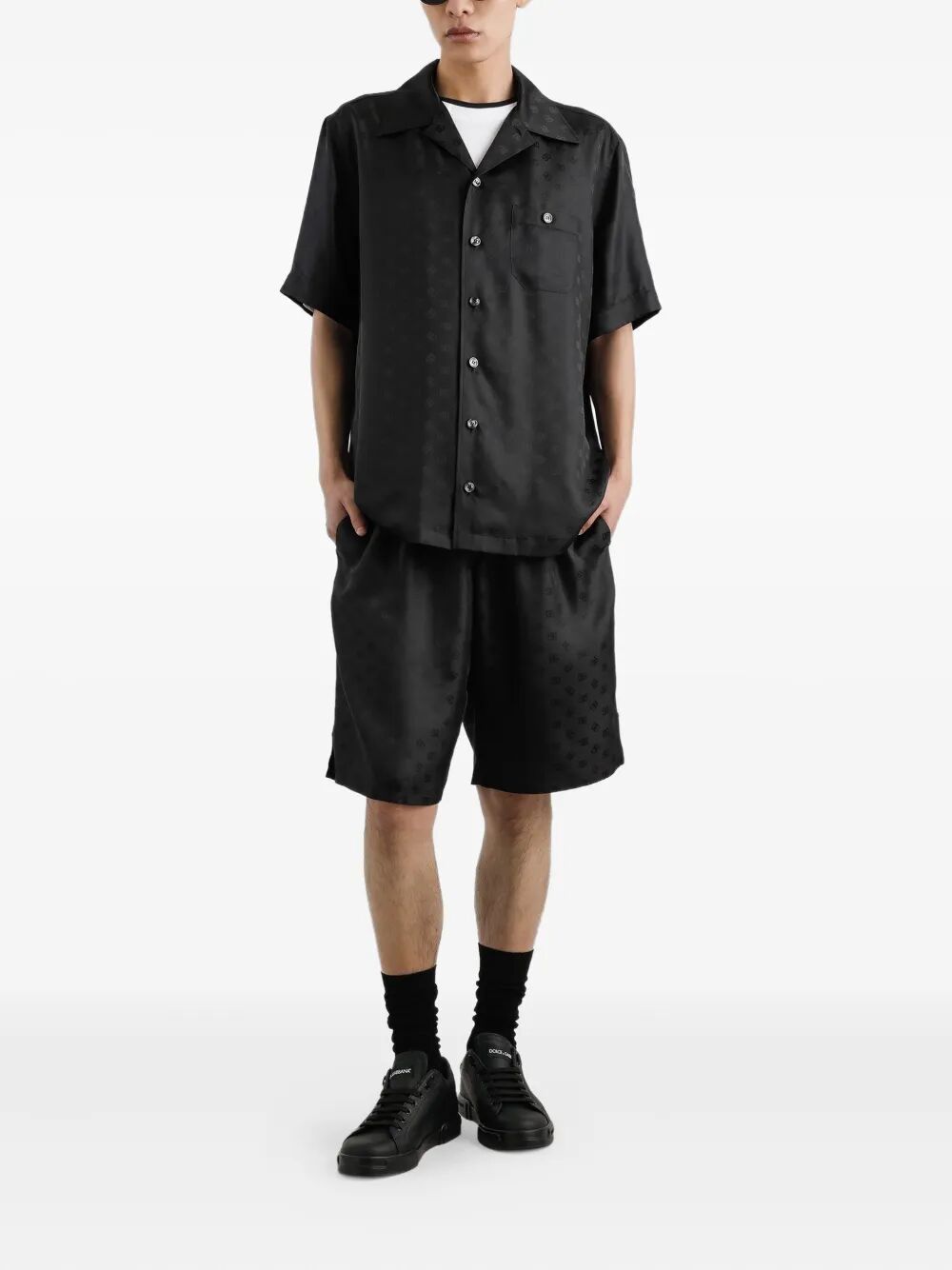 DOLCE & GABBANA Logo-Embroidered Layering Cotton T-Shirt