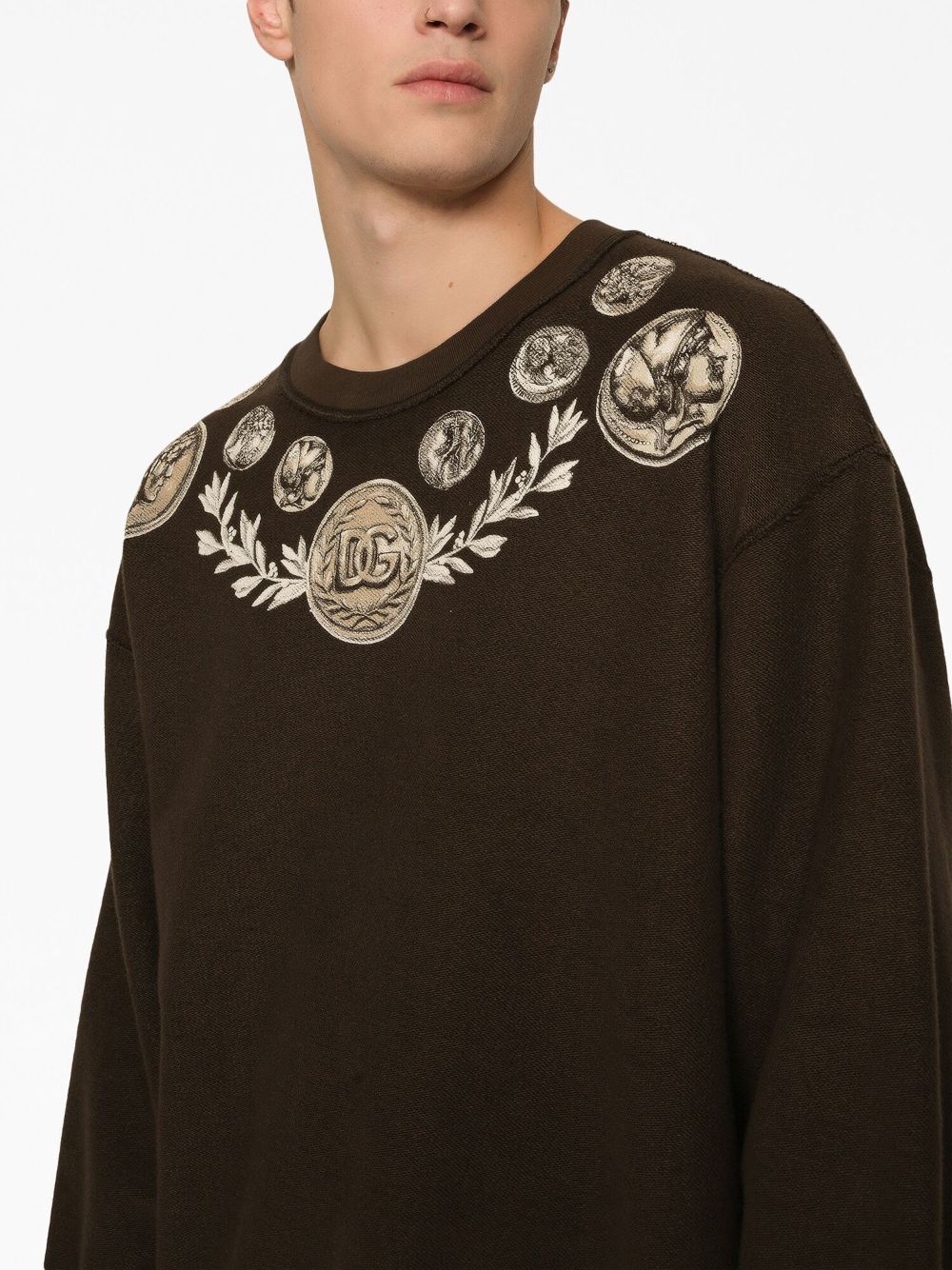 DOLCE & GABBANA Coin Print Sweatshirt - Regular Fit, Size 48 IT