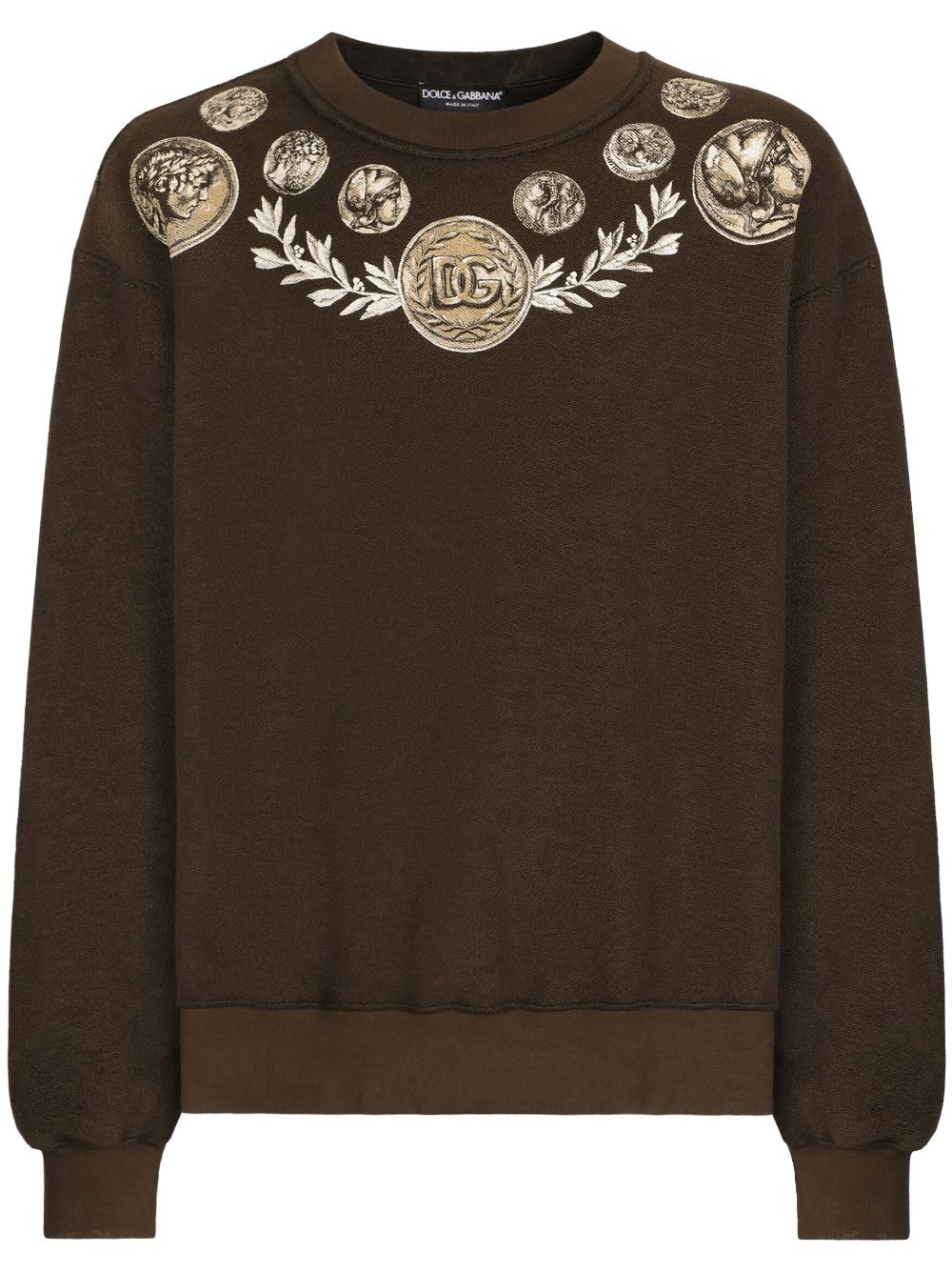 DOLCE & GABBANA Coin Print Sweatshirt - Regular Fit, Size 48 IT