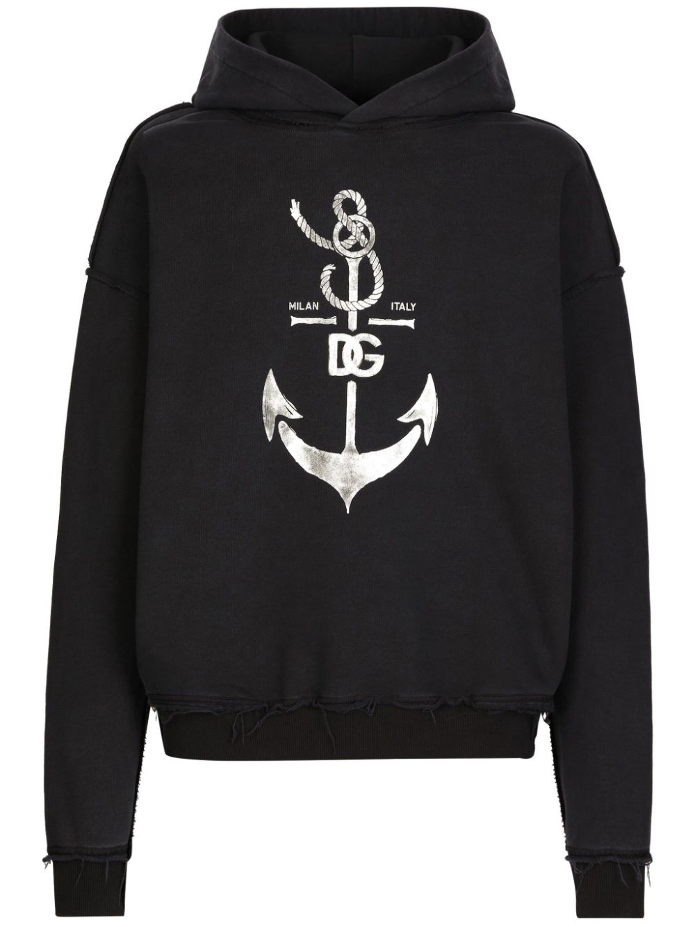 DOLCE & GABBANA Men's Cotton Hoodie with Visible Stitches